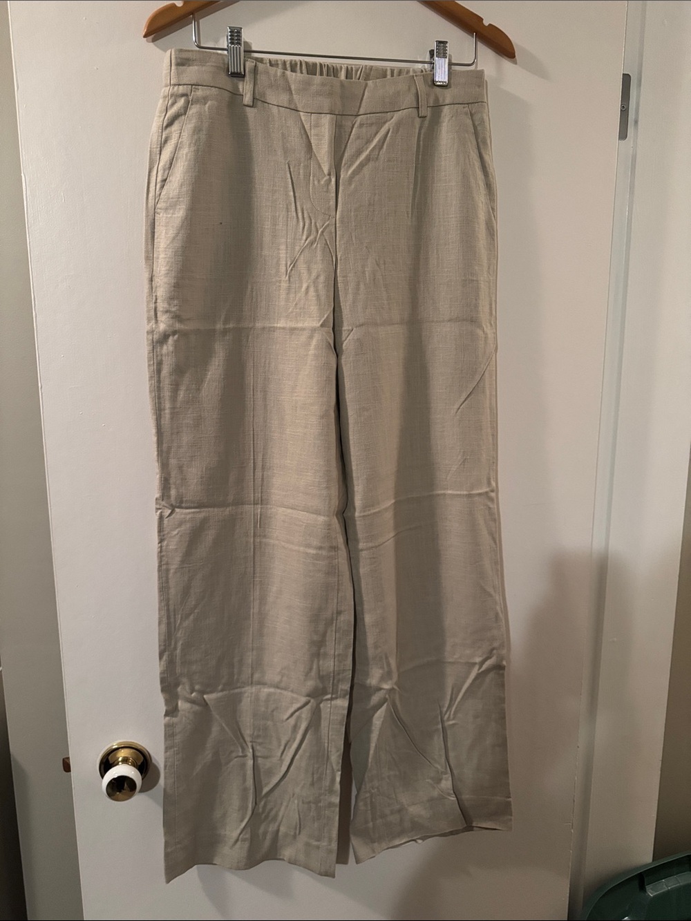 RW&CO. Women's Linen Wide-Leg Dress Pants in Light Beige